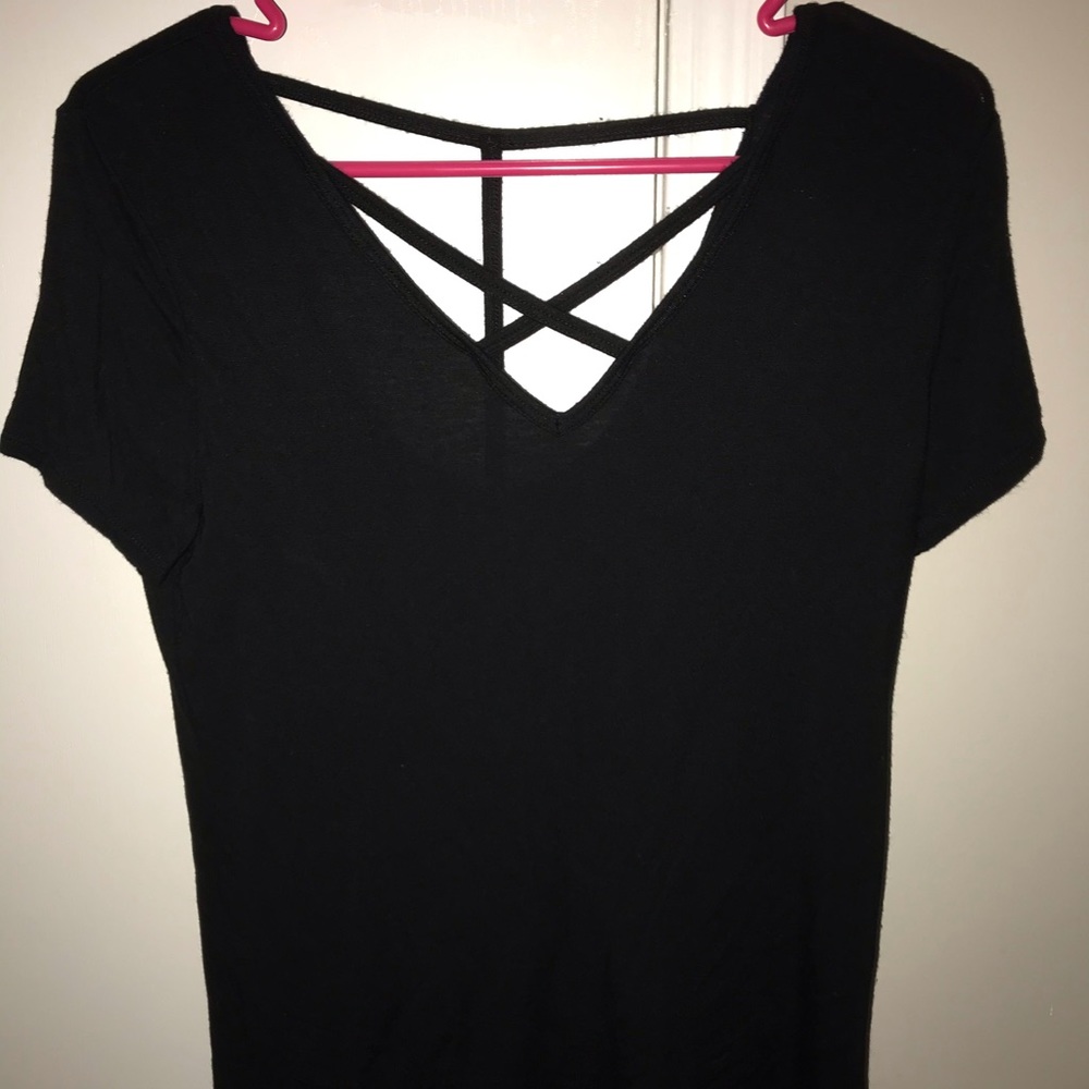 Criss Cross Front Short Sleeve Shirt